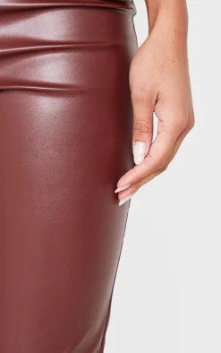 Chocolate Faux Leather High Waisted Flares
