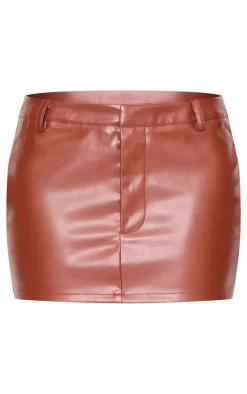 Chocolate Faux Leather Low Rise Mini Skirt