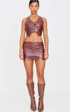 Chocolate Faux Leather Micro Mini Skirt