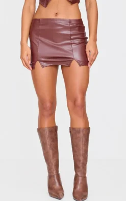 Chocolate Faux Leather Micro Mini Skirt