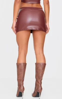 Chocolate Faux Leather Micro Mini Skirt