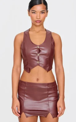 Chocolate Faux Leather Micro Mini Skirt