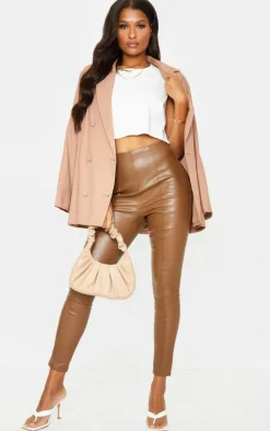 Chocolate Faux Leather Stretch Leggings