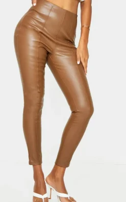 Chocolate Faux Leather Stretch Leggings