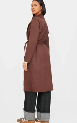 Chocolate Faux Suede Trench Coat