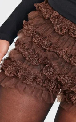 Chocolate Frill Mesh Bloomer Shorts