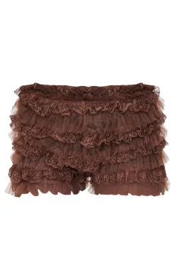 Chocolate Frill Mesh Bloomer Shorts