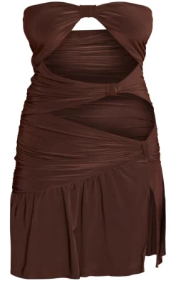 Chocolate Knot Frill Hem Mini Dress
