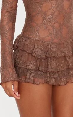 Chocolate Lace Bardot Rara Skort Romper