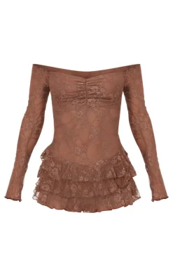 Chocolate Lace Bardot Rara Skort Romper