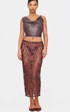Chocolate Lace Maxi Skirt