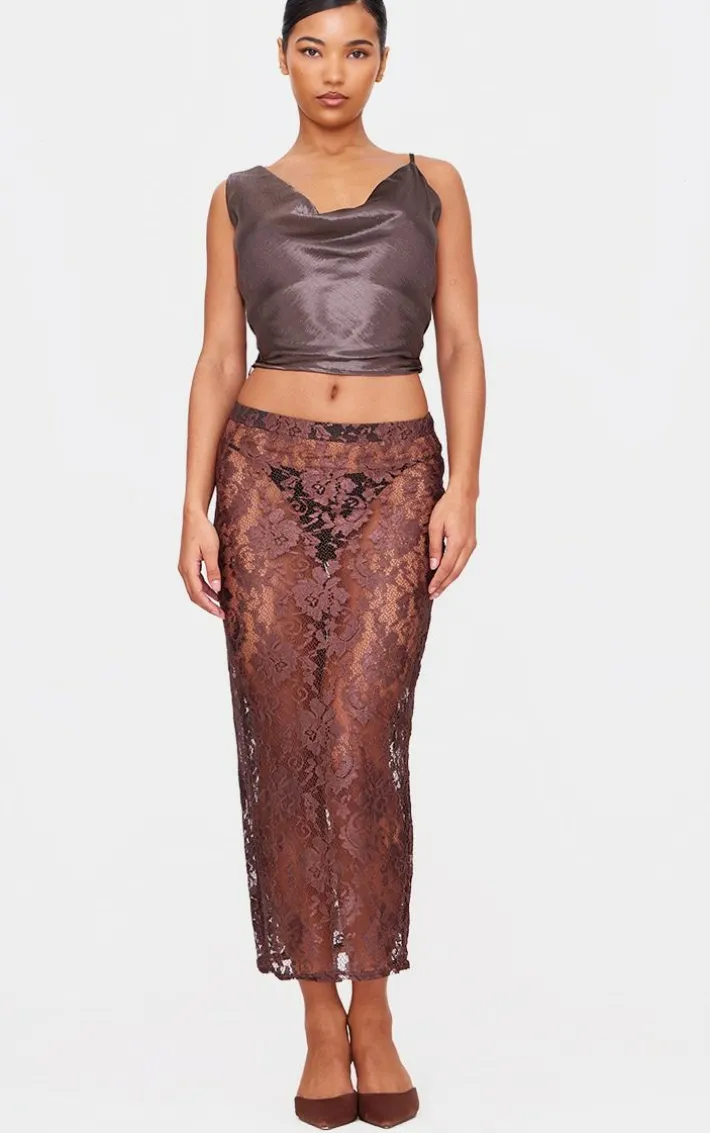 Chocolate Lace Maxi Skirt