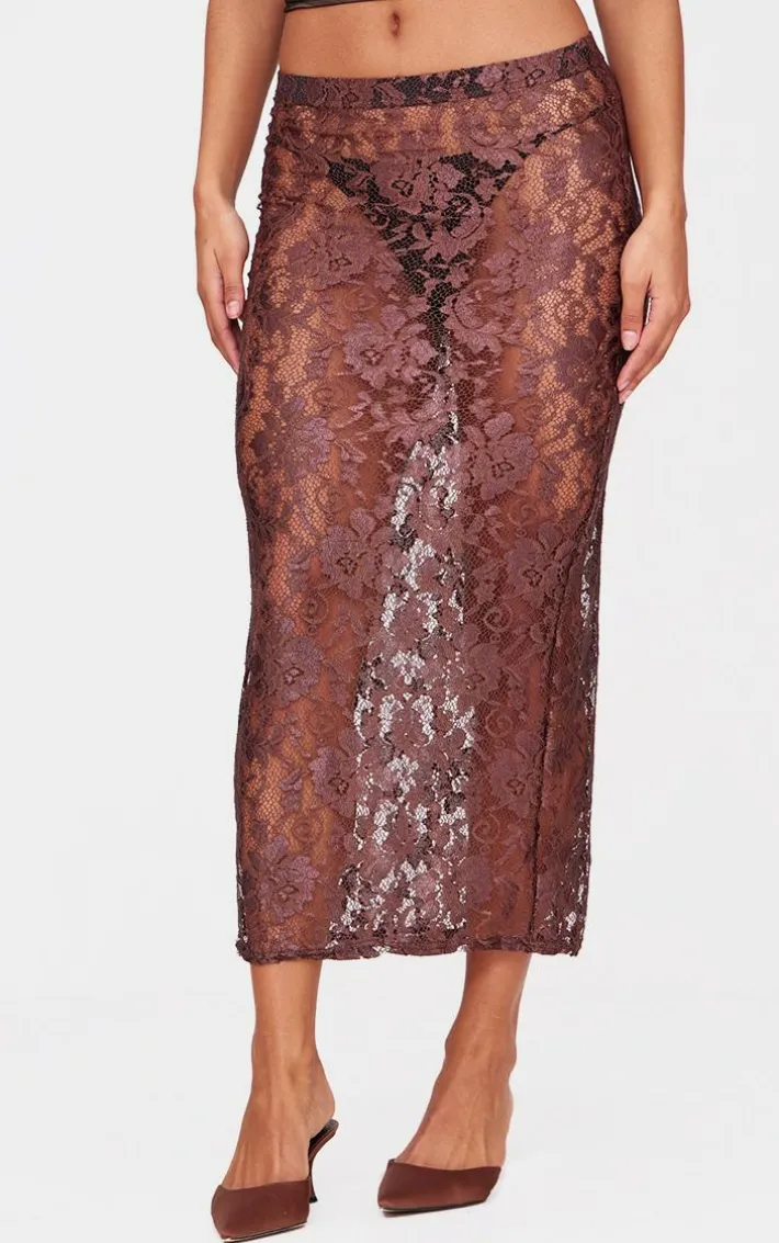 Chocolate Lace Maxi Skirt