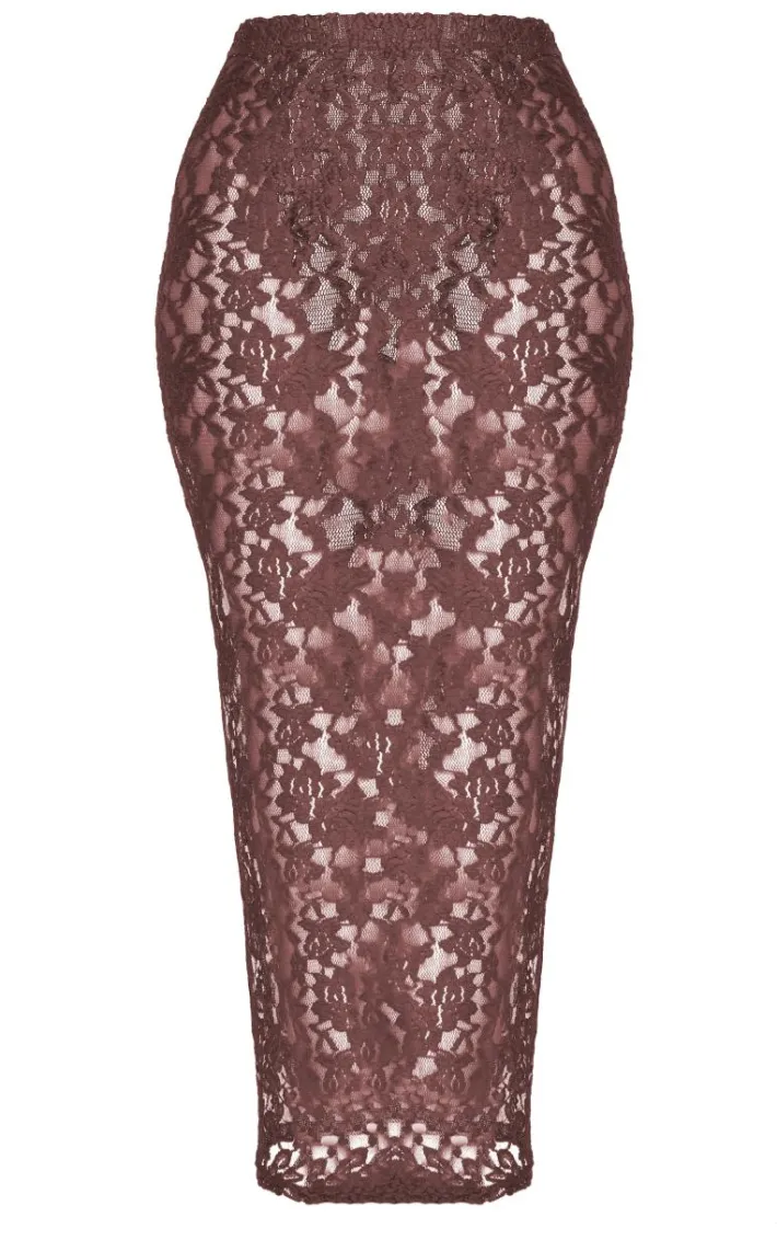 Chocolate Lace Maxi Skirt