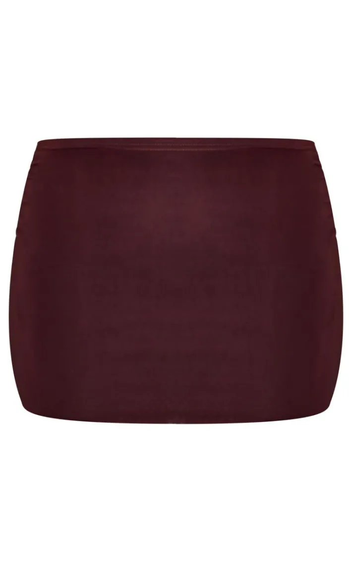 Chocolate Low Rise Slinky Micro Mini Skirt