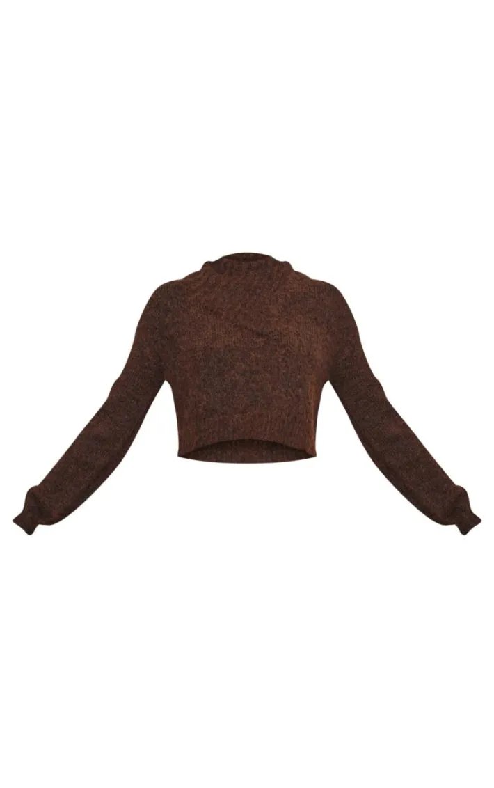 Chocolate Marl Knit Asymmetric Overlay Oversized Sweater