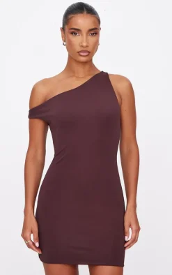 Chocolate Matte Asymmetric Mini Dress