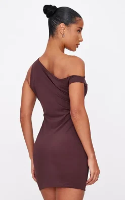 Chocolate Matte Asymmetric Mini Dress