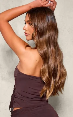 Chocolate Matte Touch Ruched Side Bandeau