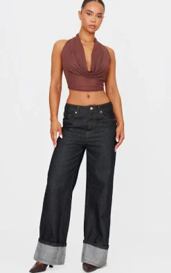 Chocolate Mesh Halter Neck Top