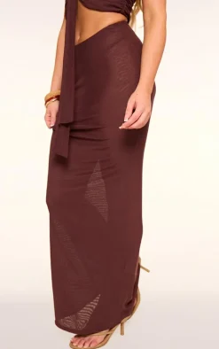 Chocolate Mesh Low Rise Maxi Skirt
