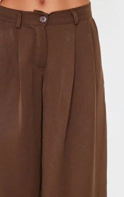 Chocolate Mid Rise Wide Leg Woven Pants