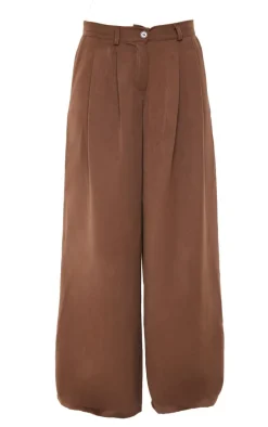 Chocolate Mid Rise Wide Leg Woven Pants