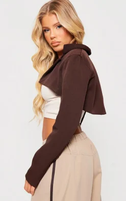 Chocolate Minimal Super Crop Blazer