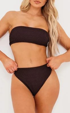 Chocolate Mix & Match Crinkle High Waist High Leg Bikini Bottoms