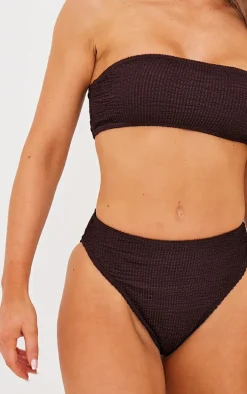 Chocolate Mix & Match Crinkle High Waist High Leg Bikini Bottoms