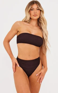 Chocolate Mix & Match Crinkle Bandeau Bikini Top