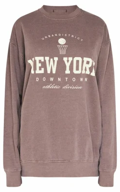 Chocolate New York Downtown Graphic Printed Sweatshirt