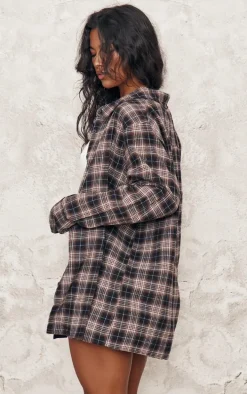 Chocolate Oversized Checked Shirt