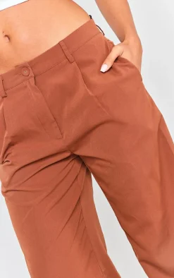 Chocolate Peach Skin Straight Leg Pants
