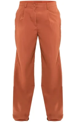 Chocolate Peach Skin Straight Leg Pants