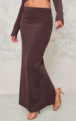 Chocolate Premium Soft Touch Low Rise Maxi Skirt