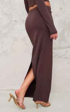 Chocolate Premium Soft Touch Low Rise Maxi Skirt