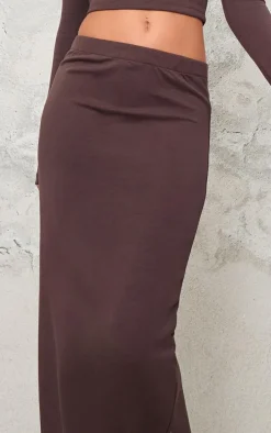 Chocolate Premium Soft Touch Low Rise Maxi Skirt