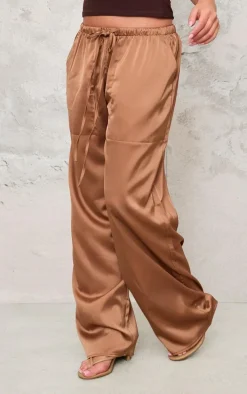 Chocolate Premium Satin Low Rise Drawstring Pants