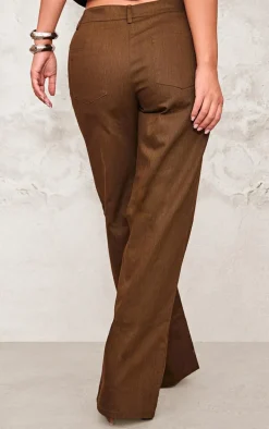 Chocolate Premium Twill Mid Rise Wide Leg Pant