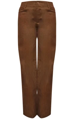 Chocolate Premium Twill Mid Rise Wide Leg Pant