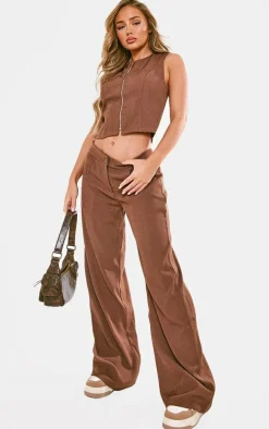 Chocolate Premium Woven High Waist Tailored Pants