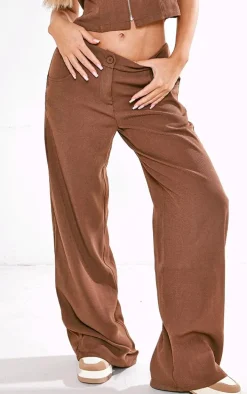 Chocolate Premium Woven High Waist Tailored Pants