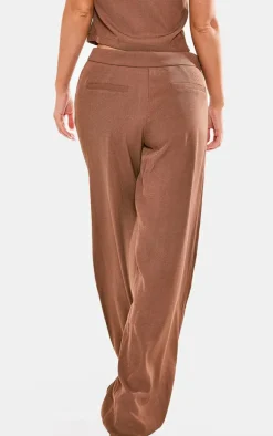 Chocolate Premium Woven High Waist Tailored Pants