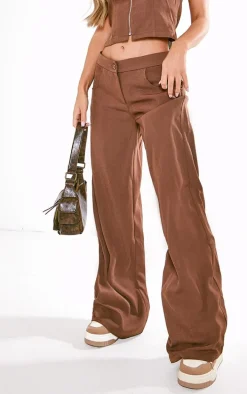 Chocolate Premium Woven High Waist Tailored Pants
