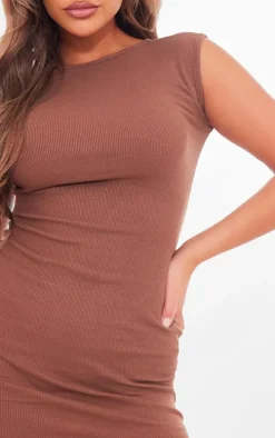 Chocolate Rib Cap Sleeve Bodycon Dress