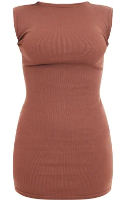 Chocolate Rib Cap Sleeve Bodycon Dress