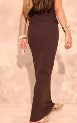 Chocolate Ribbed Maxi Skirt