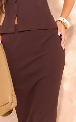 Chocolate Ribbed Maxi Skirt