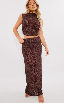 Chocolate Sheer Devore Sleeveless Ruched Side Top